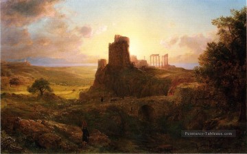  Hudson Peintre - Les ruines de Sunion Grèce paysage Fleuve Hudson Frederic Edwin Church